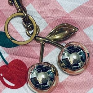 Gold Cherry Bag Charm Keychain